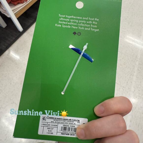 NWT Strawberry Hair Claw Clip kate spade new york x Target Blue SHIP FAST - Picture 2 of 3